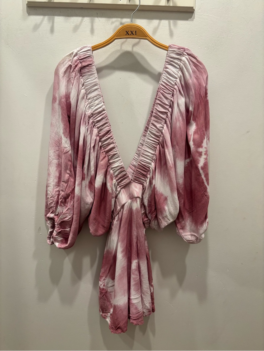 Jen's Pirate Booty Pink Tie-Dye Deep V Blouson Romper